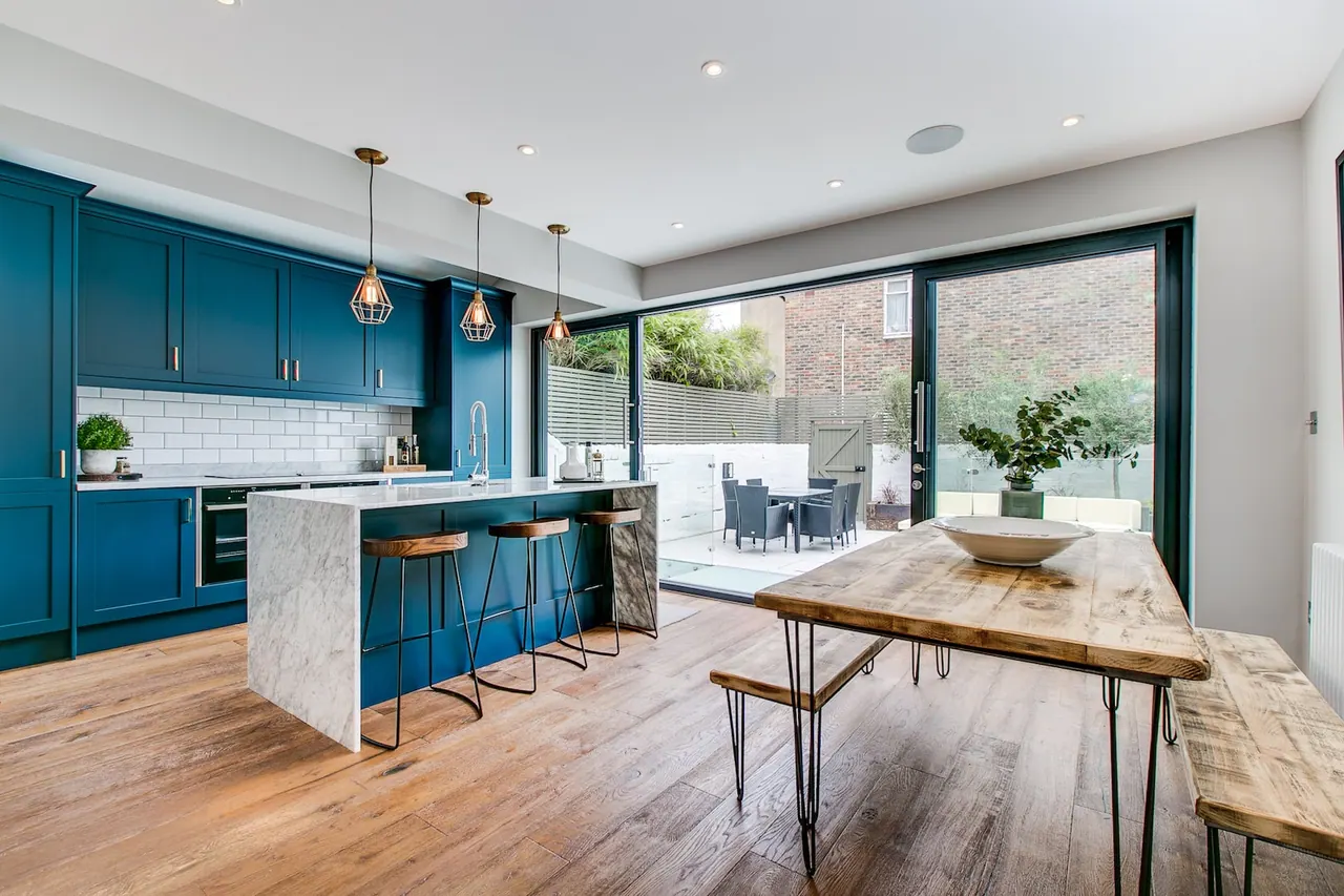 Kitchen and dining space looking towards the garden