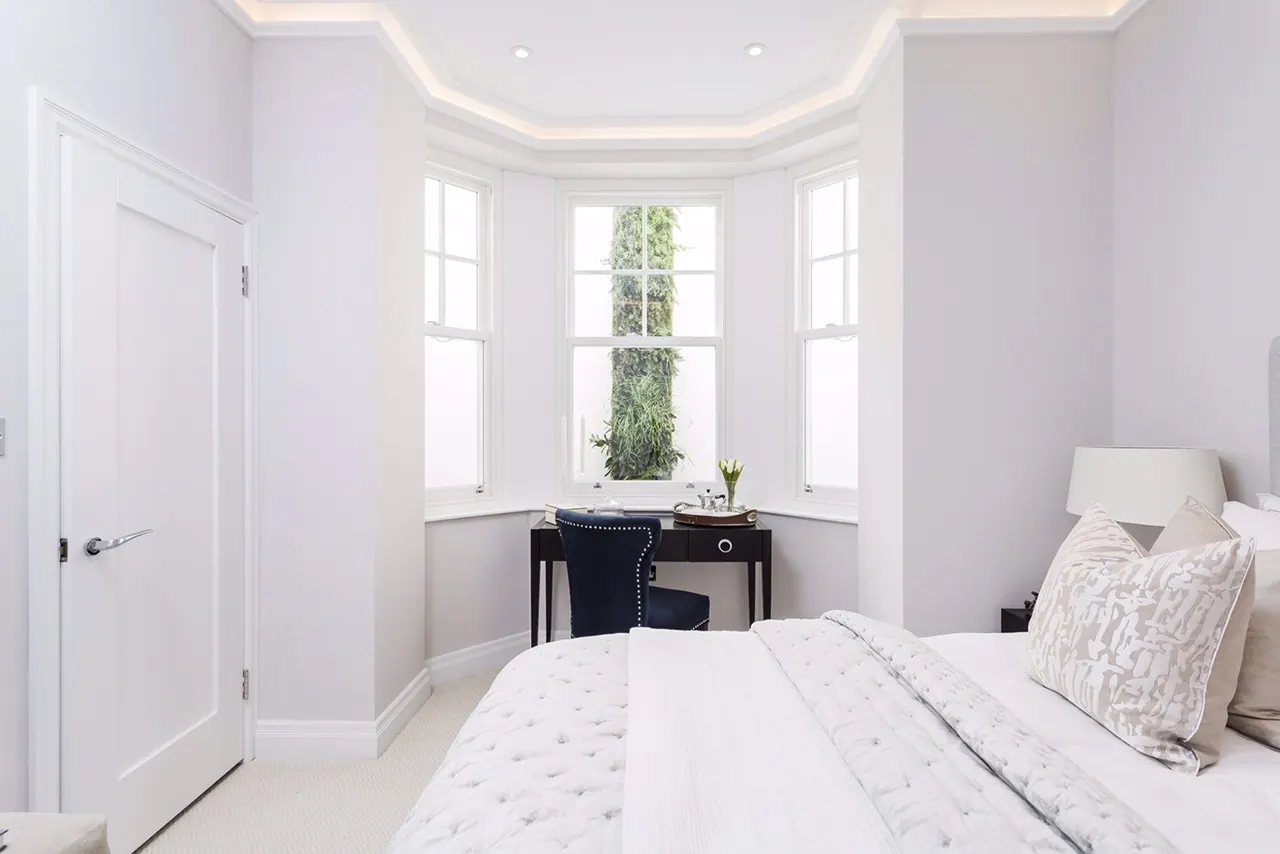 Second bedroom, with the bay restored